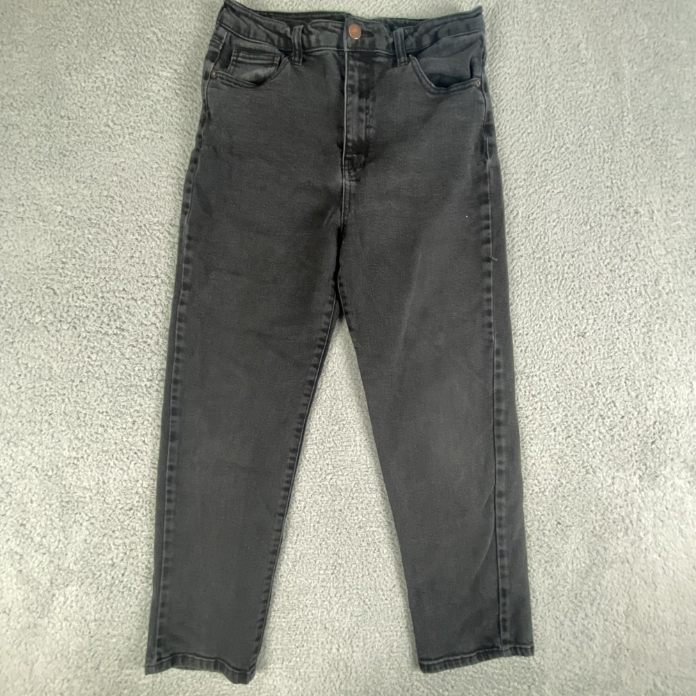 Risen Jeans Womens 9‎ Black Straight High Rise Medium Wash Denim Los Angleles